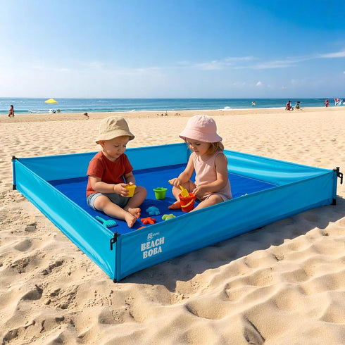 US Original BeachBoba Sandproof Beach Blanket - Outdoor Playpen Sheet with Side Walls and