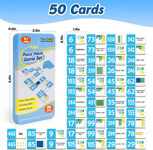 Place Value Dominoes Set, Math Manipulatives Games for Kids, Learning Activities, Preschool Supplies