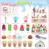 Counter Playset 3 4 5 6 7 8 Loscola Ice Cream Toy, Wooden Ice Cream Toys for Kids Toddlers, Pretend Play Kitchen Food