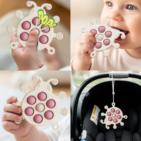 bonfaran Set 6+ 1 2 3 Baby Montessori Toy, High Chair Suction Cup Toy and Teething Toy - Table Toy & Pop-it Fidget