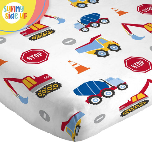 Set 3 Set Sunny Side Up Construction Zone Toddler Sheet - Piece Toddler Bedding Includes Pillow Cover - Super Soft
