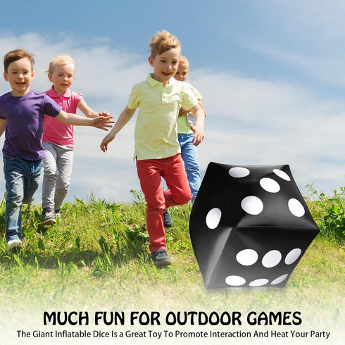 3 Pack Inflatable Dice, Jumbo Giant Inflatable Dice Toy for Indoor Outdoor Board Games, Pool Party Favor (Black, 20