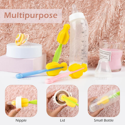 AUEAR Milk Bottle Nipple Brushes, Pacifier Sponge Cleaning Set for Bottles and Accessories (8 Pcs)