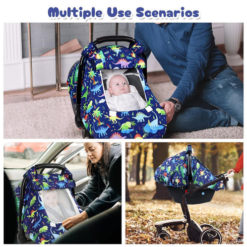Baby Car Seat Cover, Windproof Carseat Cover for Infant Boys, Infant Breathable Carseat Canopy, Compatible with Most