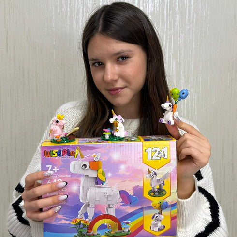 WISEPLAY Unicorn Building Block Set - 12 in 1 Unicorn Toys for Girls Age 6-8