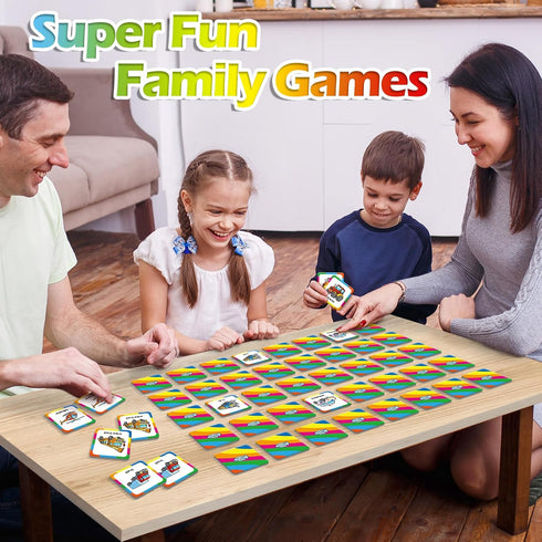 Memory Game for Kids, Vehicle 48 Pcs Toddler Card Games for Ages 3-6, Educational Flash Cards