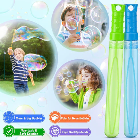 Jumlys 48 Pack Big Bubble Wands in 6 Colors - Bulk Party Favors for Kids, Ideal for School Prizes and Goodies