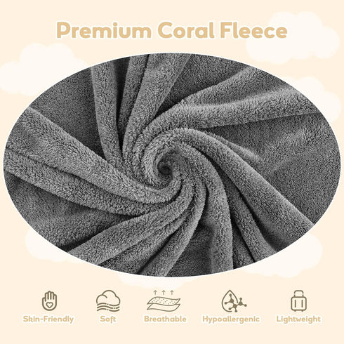 4 Pack 30 30 inch UNIMADE Hooded Towel for Newborn, Soft Coral Fleece Baby Towels, Ultra Absorbent Bath Cloths Bulk