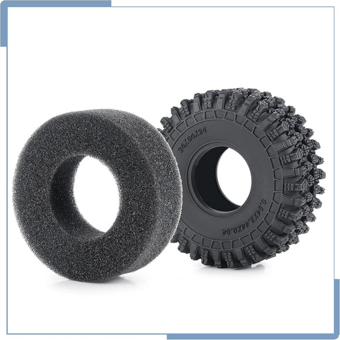 4PCS RC Soft Rubber 1.0 Tires, 64MM Foam Insert for 1/18 TRX4M Upgrades, 1/24 SCX24
