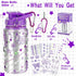 DIY Decorate Your Own Water Bottle for Girls, Gift for Kids, Purple Arts and Crafts Kits, Back to School Supplies