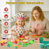 59PCS Set LovesTown Play Kitchen Accessories with Basket, Pink Pretend Play Food for Kids with Pots Pans Tableware