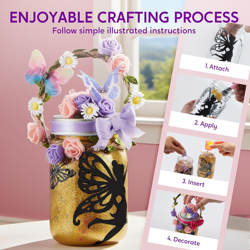 7 8+ JOVA Klever Kits DIY Fairy Lantern Craft Kit with Rose Lights and String Lights, Birthday Gifts with Color Fairy