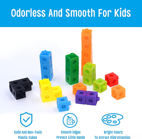 SpriteGru Math Linking Cubes, Manipulatives with Activity Cards for Kids Kindergarten Learning Activities