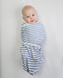 Set 3, Amazing Baby Swaddle Blanket with Adjustable Wrap, of Tiny Anchors, Stripes and Solid, Denim and Gray, Small