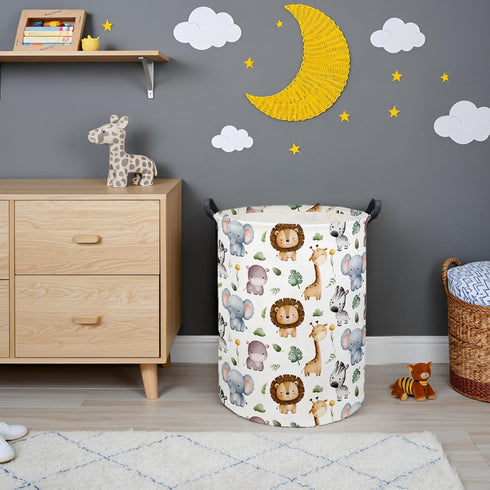 HIYAGON Baby Laundry Hamper Basket for Nursery, Cute Kids Toys Storage Bin Organizer, Animal Room Decor (Animal)