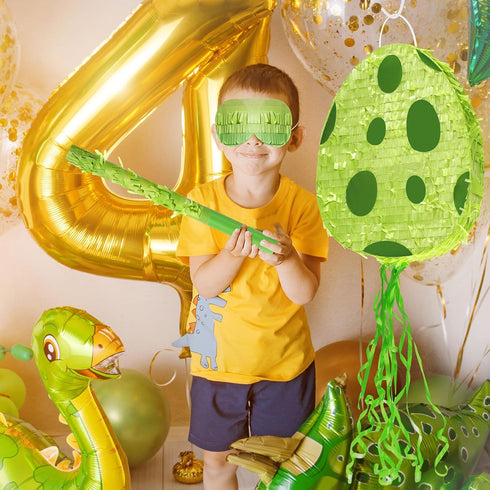 16 12 3 Lenwen Dinosaur Egg Piata x x in Pull String Easter Eggs Piata Bundle with Stick Blindfold Confetti