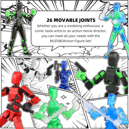 BOZOBO 13 Set, 6PCS 13 3D 3-8 Luminous Action Figure Robot Action Figure Titan Printed Toys Articulated, for Modeling
