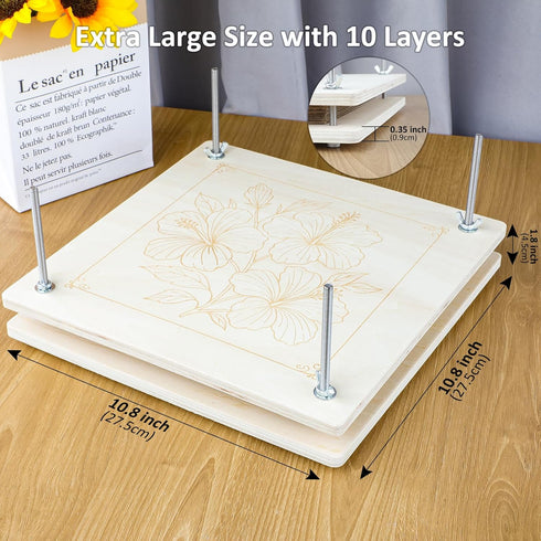 MeRGBWLife 11"x11" 10 Flower Press - Wooden Layer Flower Press Kit for Crafts Pressed Flowers & Plant Press