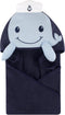 Little Treasure Unisex Baby Cotton Animal Face Hooded Towel, Sailor Whale, One