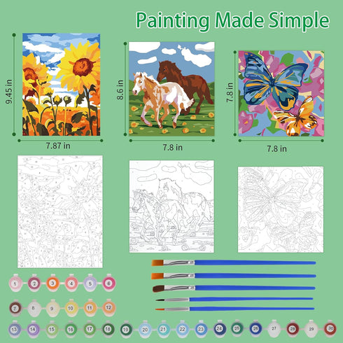 Set, Wings Giant Paint by Numbers Kit for Kids, Flower Crafts and Fun, Acrylic Paint Canvas Painting Kit, Include