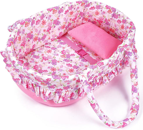 BABESIDE 2 Pcs Reborn Baby Doll Accessories, Pink Floral Baby Doll Bassinet