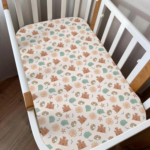 ZoUbqchY 28"x52" Summer 2 Pack Retro Boho Surfing Baby Crib Sheets for Boy Girl Surfboards Coconut Palm Trees Sun Soft