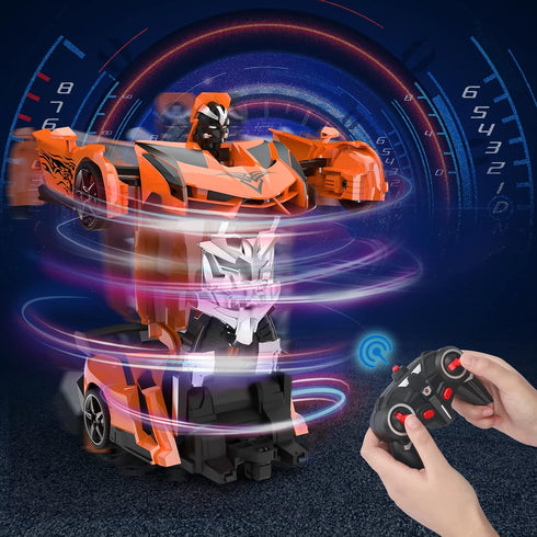BLUEJAY Transform RC Cars for Boys Ages 4-12, 2.4Ghz 1:18 Scale Remote Control Car Transforming Robot Toy