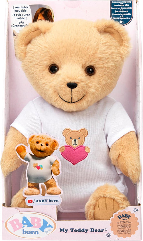 Baby Born My Teddy Bear, Soft Cuddly Posable Toy with Removable Outfit