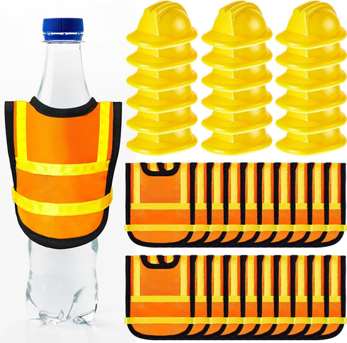 Layhit 40 Pcs Construction Birthday Party Supplies with 20 Mini Hats, 20 Mini Safety Vests, Cupcake Toppers