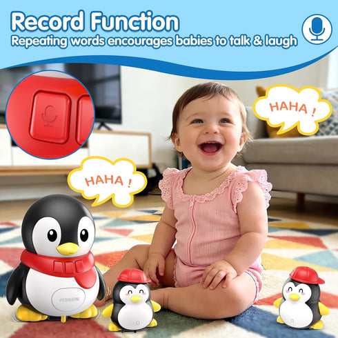 Pobaiyi 6-12 Tummy Set Baby Toys Months Musical Dancing Talking Penguin Time Toys Mama and Babys, Light Up Crawling