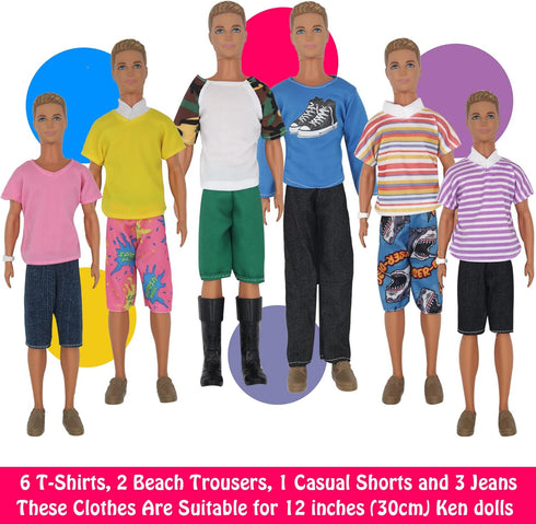 32Pcs Doll Clothes and Accessories - 12 Inch Boy Dolls, 20 Different Wear Clothes, 4 Pairs of Shoes, Glasses, Earphones