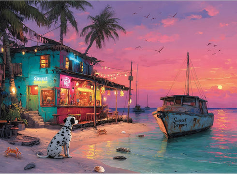 EIYRURU 500 Piece Jigsaw Puzzle for Adults Beach Bar Jigsaw Puzzles 500 Pieces,