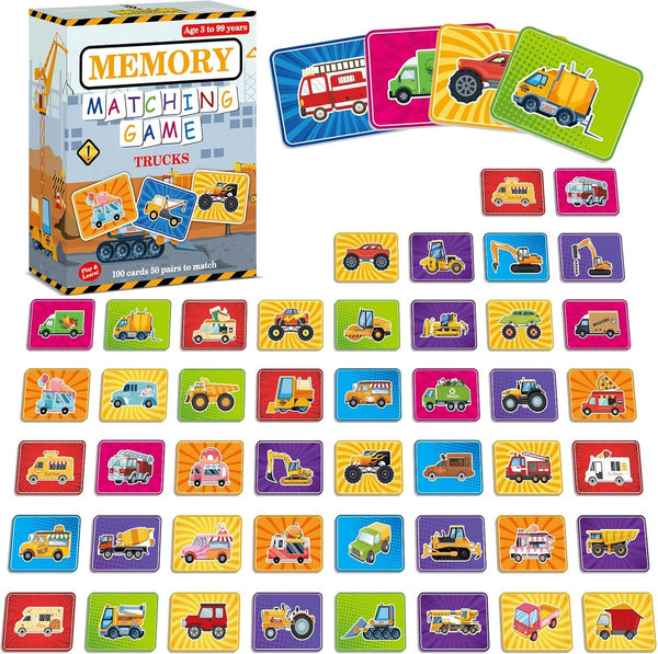 gisgfim 100 PCS Memory Matching Game Trucks Concentration Memory Card Games for