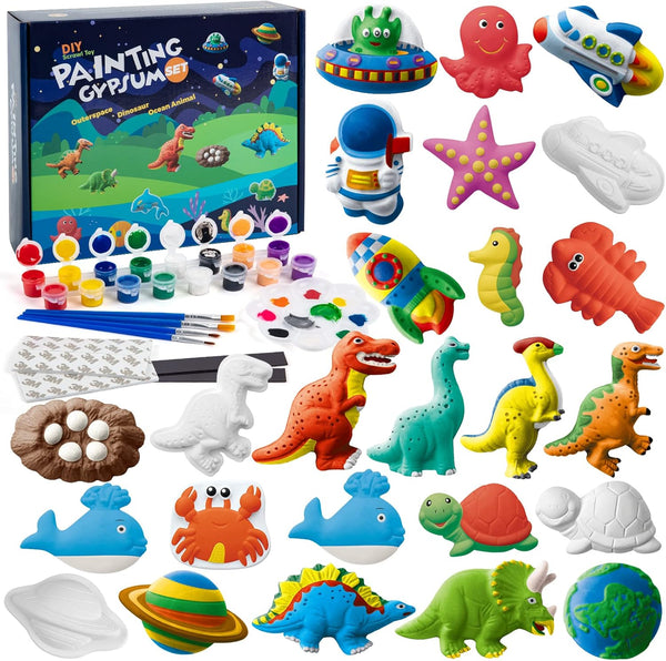 Juboury Kids Arts and Crafts Plaster Painting Craft Kit Art Set -