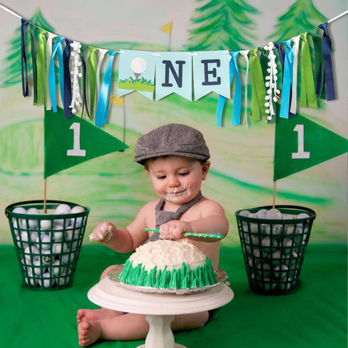 CANTLY 1st 1st Golf High Chair Banner for Birthday - First Birthday Decoration for Baby's,Golf Theme Birthday