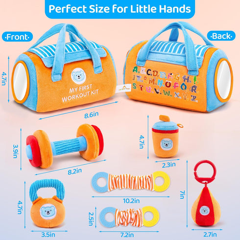 JoySpark Toys 3-6-12 Set 6 Baby Toys Months Sensory Toy for Babies Workout Dumbbell Weights Toy