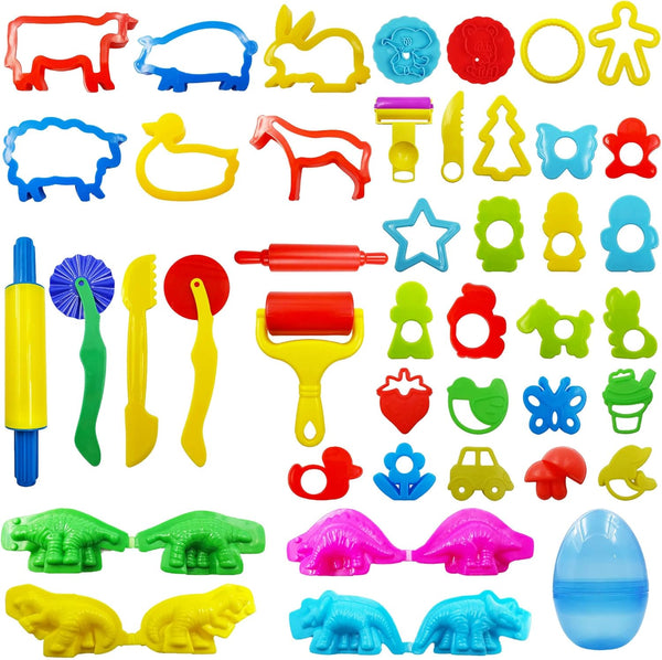 FRIMOONY Dough Tools Set for Kids, Various Plastic Animal Molds, Rolling Pins,