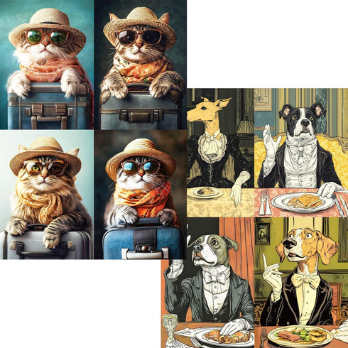 Jigsaw Puzzles 1000 Pieces for Adults, Travel Cat & Dog Dinner -2-Pack