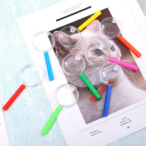 Elcoho 32 Pack Colorful Plastic Magnifying Glasses for Young People Party Favors Educational Toys with Storage Bag