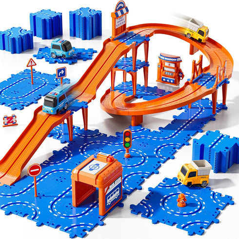 Toddler Puzzle Race Cars Track Toys for Kids Age 3-5 2-4 Years,