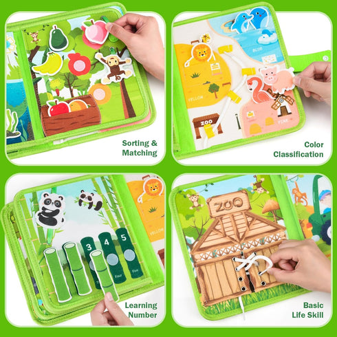1-3: 1 2-4 Busy Book for Toddlers Busy Board for Year Old Montessori Toys, Quiet Books Toddler Activity Board