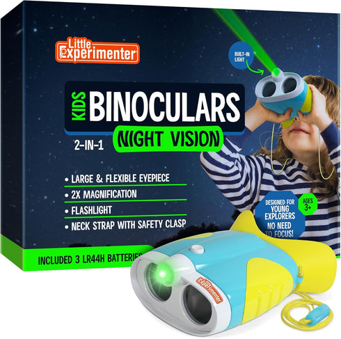 Night Vision Binoculars for Kids & Toddlers - Outdoor Exploration Toys, Binocular + Flash Light, Educational STEM Gifts
