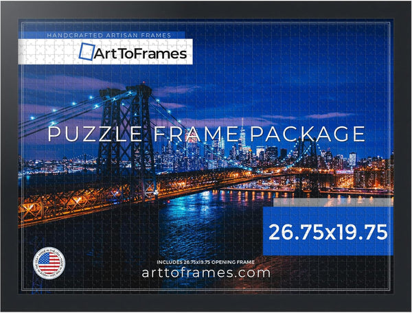 ArtToFrames 26.75x19.75 INCH/68x50 CM Black Frame for 1000 Piece Puzzles.This 1.25 Inch