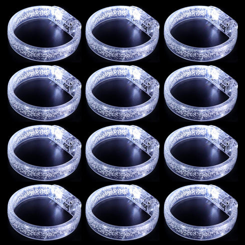 LED Light up Bracelets, White Glow Wristbands Party Favors, 12 Pack for Birthday, Halloween, Kids over 3 Years