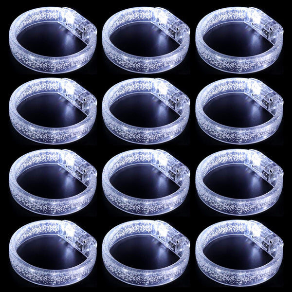 LED Light up Bracelets, White Glow Wristbands Party Favors, 12 Pack for Birthday, Halloween, Kids over 3 Years