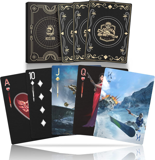 WJPC Warrior Gold Waterproof Playing Cards with Gift Box, Deck of Poker Cards for Indoor Outdoor Party Game