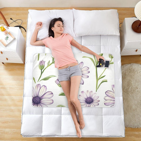 FRODOTGV 52" 34" Light Purple Florals Extra Large Resuable Baby Bed Pad Water Resistant Mattress Pad Non-Slip Pee Mats