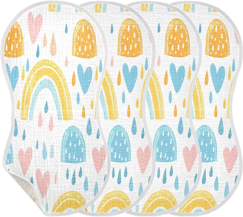 YETTASBIN Cartoon Rainbow Muslin Baby Burp Cloth, Super Soft Absorbent Cotton Burp Rag Baby Bibs Feeding Cloth