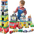 Community 1 2 3 Atoylink Toddler Sorting and Stacking Toys with Magnetic Wooden Cars & Helpers, Baby Number Blocks