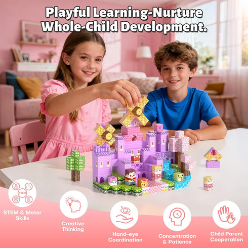 150pcs 3+,Boys Magnetic Blocks,Magnetic Building Blocks, STEM Sensory Toys with Princess Castle BuildCreative Magnet